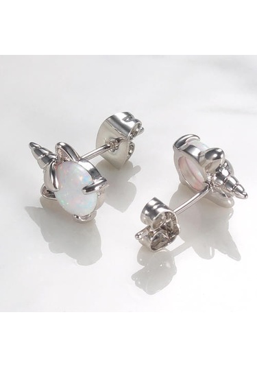 100% 925 Ayar Gümüş Unicorn Opal Saplama Küpe Kadınlar Için Düğün Küçük Küpe Moda Yıldönümü Takı Fıe737 Saplama Küpe Altın - Beyaz