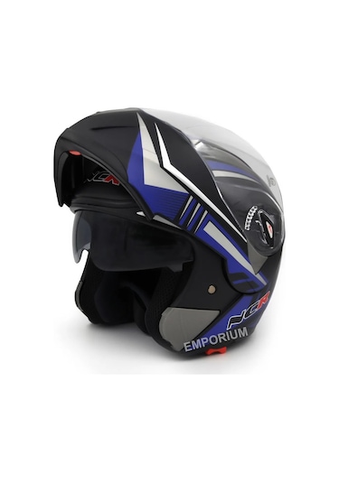 Ncr Çene Açılır Mat Mavi Motosiklet Kaskı Vizörlü Ece Belgeli Mat Mavi