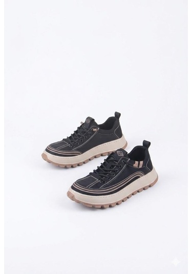 Guja 26y514 Rahat Hafif Taban Tekstil Lastik Bağcıklı Sneaker Erkek Ayakkabı Siyah