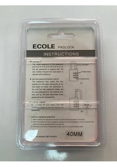 Ecole Sarı Şiftreli Asma Kilit 40 Mm