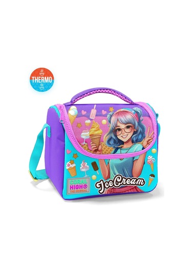 Coral High Beslenme Çantası 11789, Kız Çocuk, Lila Turkuaz Dondurmalı Kız, Isı Yalıtımlı Çok Renkli