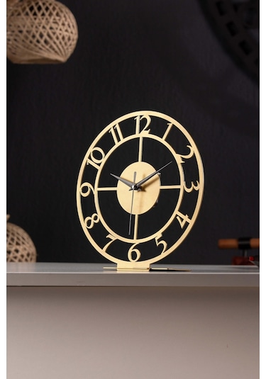Rakamlı Metal Gold Masa Saati 1,5 Mm Kalınlık 25x23cm Altın