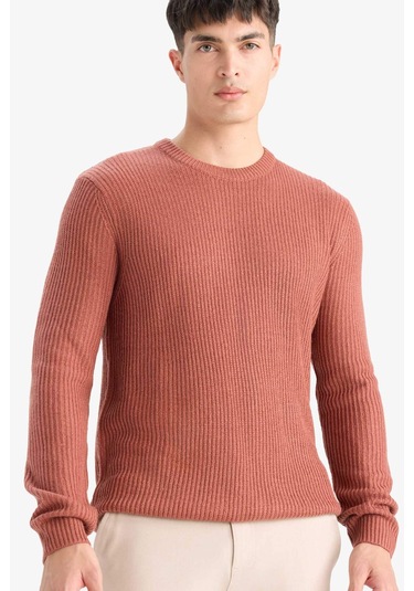 Defacto Standart Fit Bisiklet Yaka Triko Kazak C8814ax25wnog552 Turuncu