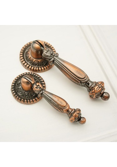 Vintage Savaş İçin 4'lü Kırmızı Bronz Retro Mobilya Topuzu Ve Sapı Seti