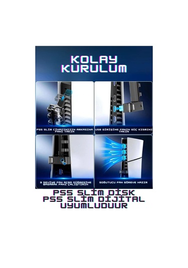Pg-p5s005 Ps5 Slim Disk-ps5 Slim Dijital Uyumlu 3 Kademeli Led Işıklı Arka Soğutucu Fan