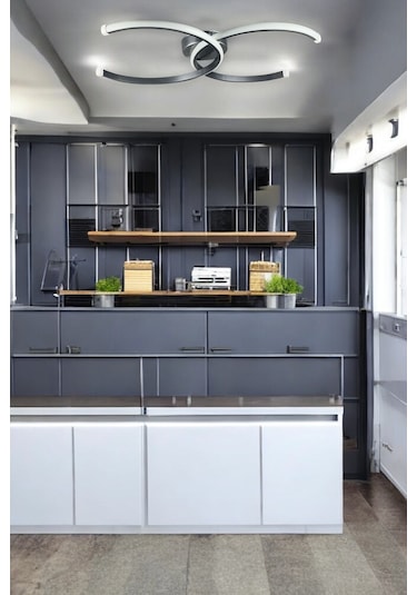 Duru Gri Renk Salon Mutfak Hol Beyaz Led 2 Li Avize GRİ RENK