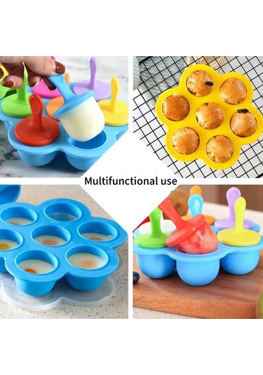 7 Renkli Yaratıcı Dondurma Kalıbı Kapaklı Dıy Renksiz Kokusuz Ev Yapımı Dondurma Kalıbı Dondurma Ve Buz Küpü Tepsisi Kalıpları Yeşil