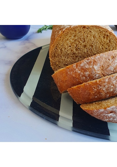 Kanallı Cam Kesme Tablası | Black Rock Şeritli | Çap32cm