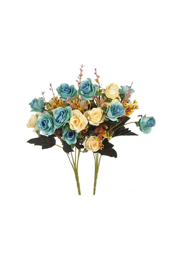 Hangfox 12 Adet Avrupa Stili Simülasyon Gülleri - 6 Dal, 2 Çiçek/dal, Konumu Serbest Ayar, İki Renk Kombinasyonlu, Vazo İçin Uygun