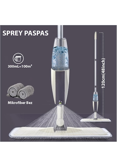 Hymark Sprey Mop Su Deterjan Hazneli 360 Derece Dönen Mikrofiber Bez Temizlik Seti