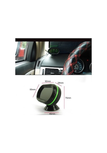 Pazly 3'ü 1 Arada Araç İçi Dijital Saat, Sıcaklık Ve Voltmetre - Lcd Ekran 12v Araba, Kamyonet, Suv, Rv