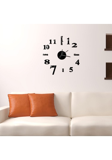 Tenfowee Modern Akrilik Duvar Saati - Sessiz Çalışma, Dıy Dekor, Ev Ofis İçin Şık Tasarım Pil Hariç - Siyah Siyah