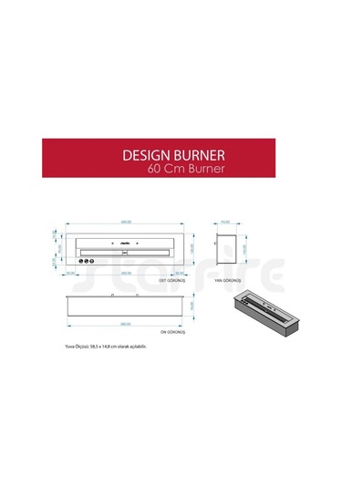 Copart 60 Cm Design Burner Bacasız Şömine