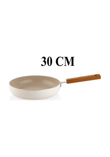 Schafer Ceramoni Seramik Tava 30 Cm Cam Kapaklı-krem Krem