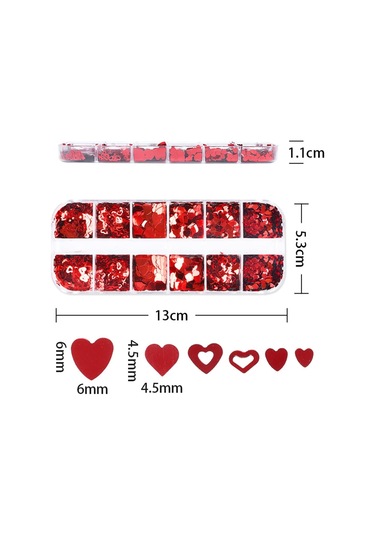 Kırmızı Tırnak Süsleme Folyo Pulları Kalp Dizayn Nail Art