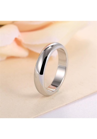 Gümüş Moda Paslanmaz Çelik Çift Yüzük Kadınlar İçin Basit Pürüzsüz Gül Altın Çelik Yüzükler 5 Gümüş