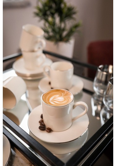 Hayal Platin Yaldız 12 Parça Porselen Kahve Takımı 6 Kişilik