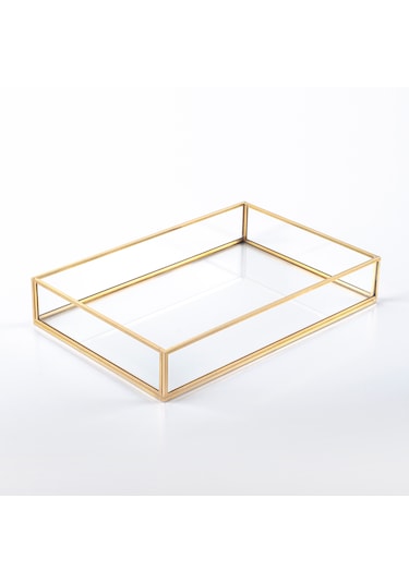 Cam Tepsi Pirinç & Gold 30x20x5cm