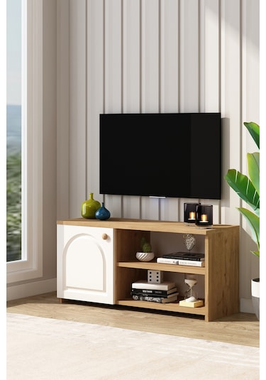 Tika Tv Ünitesi Mebran Kapaklı Sepet - Beyaz Sepet - Beyaz