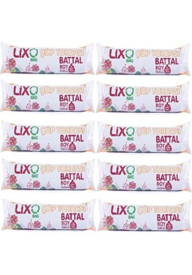 Lixo Battal Boy Çöp Torbası 75*90 Cm 10 lu Rulo x 10 Paket 100 Ad