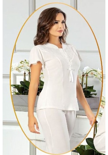 Xses 4750 Kadın Hamile Lohusa Sabahlıklı Pijama Takım-ekru