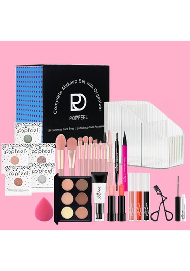 Geeroyoo Makyaj Seti Tam Birleşik: Taban, Göz, Dudak Makyajı - Kolay Uygulama, Zaman Tasarrufu, Uyumlu Tonlar - Box01