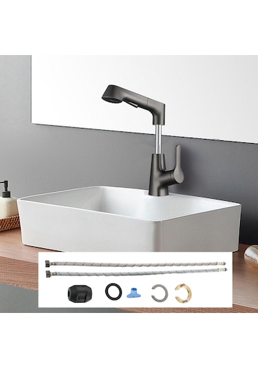 Suntek Banyo Lavabo Bataryası Çekme Püskürtücülü Evye