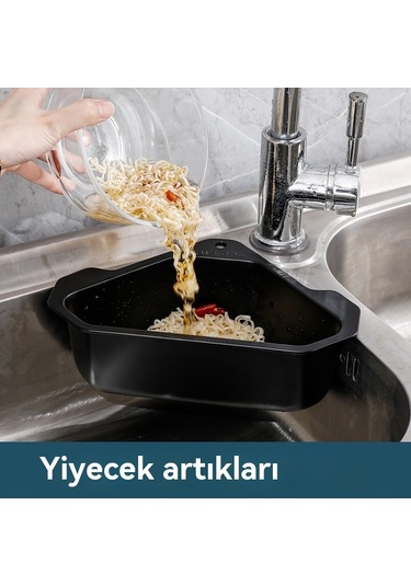 Eastmeetwest - 304 Paslanmaz Çelik Lavabo Filtresi, Deliksiz Üçgen Raf, Artıklar İçin Pratik Çözüm Gümüş