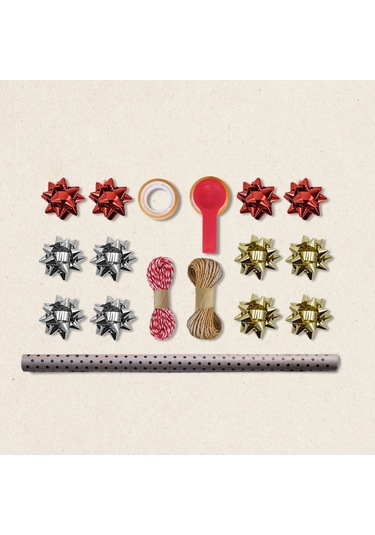 Siyah Puantiyeli Kraft Ambalaj Kağıdı Seti, 10 Rulo Kağıt 70x100c