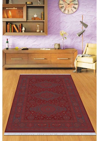 Bordo Yöresel Dokuma Pamuk Tabanlı Kaymaz Kilim Klm323