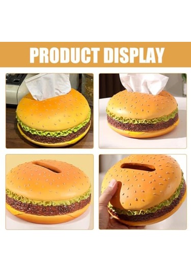 Ximistore9 Resin Hamburger Desenli Masaüstü Mendil Kutusu - Pratik Depolama, Kolay Takma, Ev Ofis Dekorasyonu