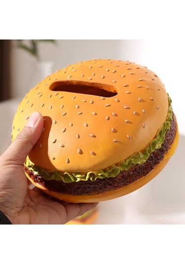 Ximistore9 Resin Hamburger Desenli Masaüstü Mendil Kutusu - Pratik Depolama, Kolay Takma, Ev Ofis Dekorasyonu