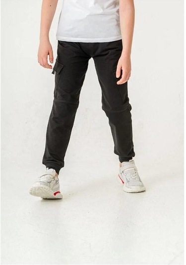Çift Kargo Cepli Erkek Çocuk Eşofman Altı 6456s Siyah