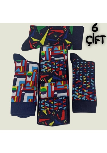 Garanti Çorap Eğlenceli Desenli Unisex Soket 6 Lı 16a Çok Renkli