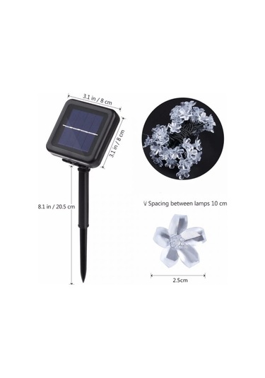 Solar 30 Ledli Çiçekli Günışığı Bahçe Aydınlatma Dekorasyon Güneş Enerjili Asorti