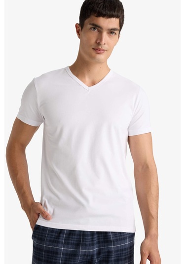 Defacto Slim Fit Dar Kesim V Yaka Üst L4884az25auwt34 Beyaz