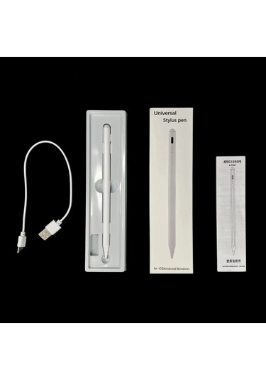 K2260 iOS Ve Android Uyumlu Universal Dokunmatik Stylus Kalem - Beyaz Tablet Kalemi