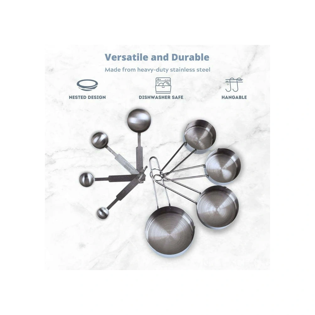 Konesam Stokelebilir 8 Parça Paslanmaz Çelik Ölçü Kase Ve Kaşık Seti - Pişirme Ve Pastacılık İçin Dayanıklı Ölçü Araçları