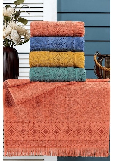 %100 Pamuklu Yumuşak Su Emici Naturel 50/90 4 Adet Havlu