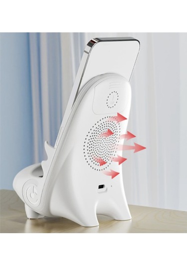 Sandalye Standı Manyetik Emişli Telefon Tutucu 15w Kablosuz Şarj Cihazı, Beyaz Beyaz