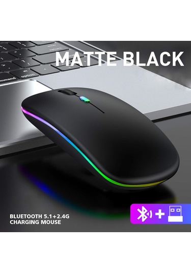 Şarj Edilebilir Bluetooth Fare, Bt 5.1 + 2.4g Kablosuz, İnce Ve Sessiz, 800-1200-1600 Dpı