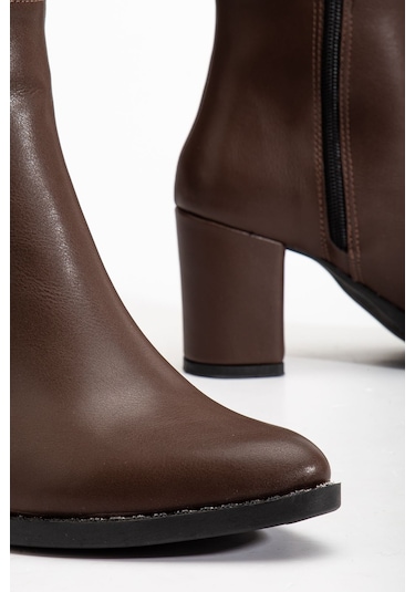 Ysn-4422 Kahve Topuklu Kadın Çizme Kahve