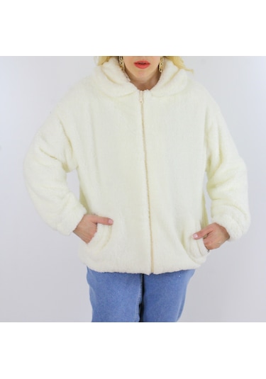 Modaonna Krem Rengi Peluş Ceket