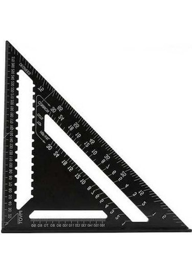 Pazly 12 İncilik Ağaç İşleme Açı Cetveli, Alüminyum, Siyah, Metrik Ölçüm Diğer