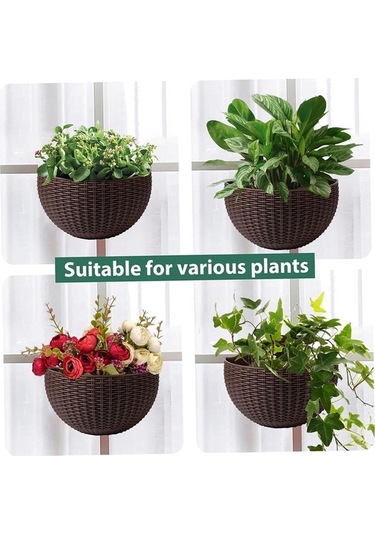 Ulzyvf Yeşil Yarım Tembel Tarzı Taklit Saksı Saksı Rattan Monte Koyu Duvara Dairesel Büyük Avrupa Tr