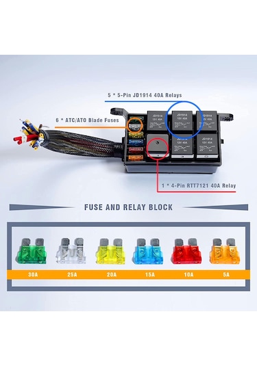 Suntek Sigorta Röle Kutusu Suya Dayanıklı Bloğu Ve 12v-5pin