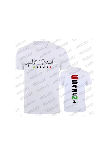 Kucluterkek Motosiklet Baskılı T-shirt 1n23456 - Yaz Moda Günlük Tişörtgümüş Gümüş