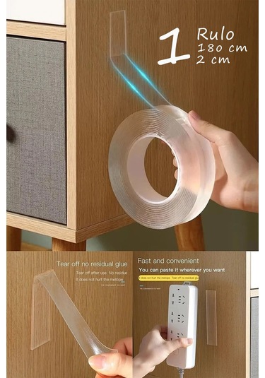 Şeffaf Çift Taraflı Bant,çift Taraflı Yapışkan Bant Şeffaf 19mm X 4m 4 Metre