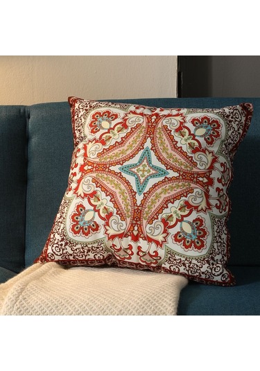 Yeni Sade Tarzda Baskılı Yastık Kılıfı No.98 Ekru