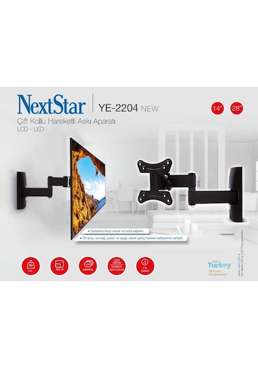 Nextstar 26" Hareketli Çift Kollu Lcd Led Tv Monitör Askı Aparatı